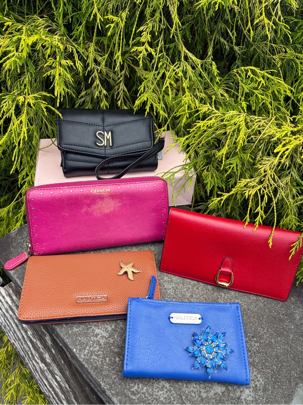 6 piece Bundle of Wallets: Coach,Ralph Lauren, Steve Maden and Nautica